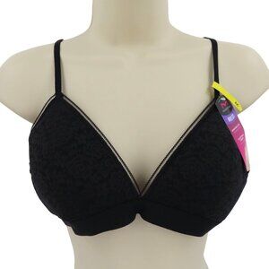 Maidenform Medium Med Pure Comfort Stretch Lace Bralette Solid Black DM203C NEW